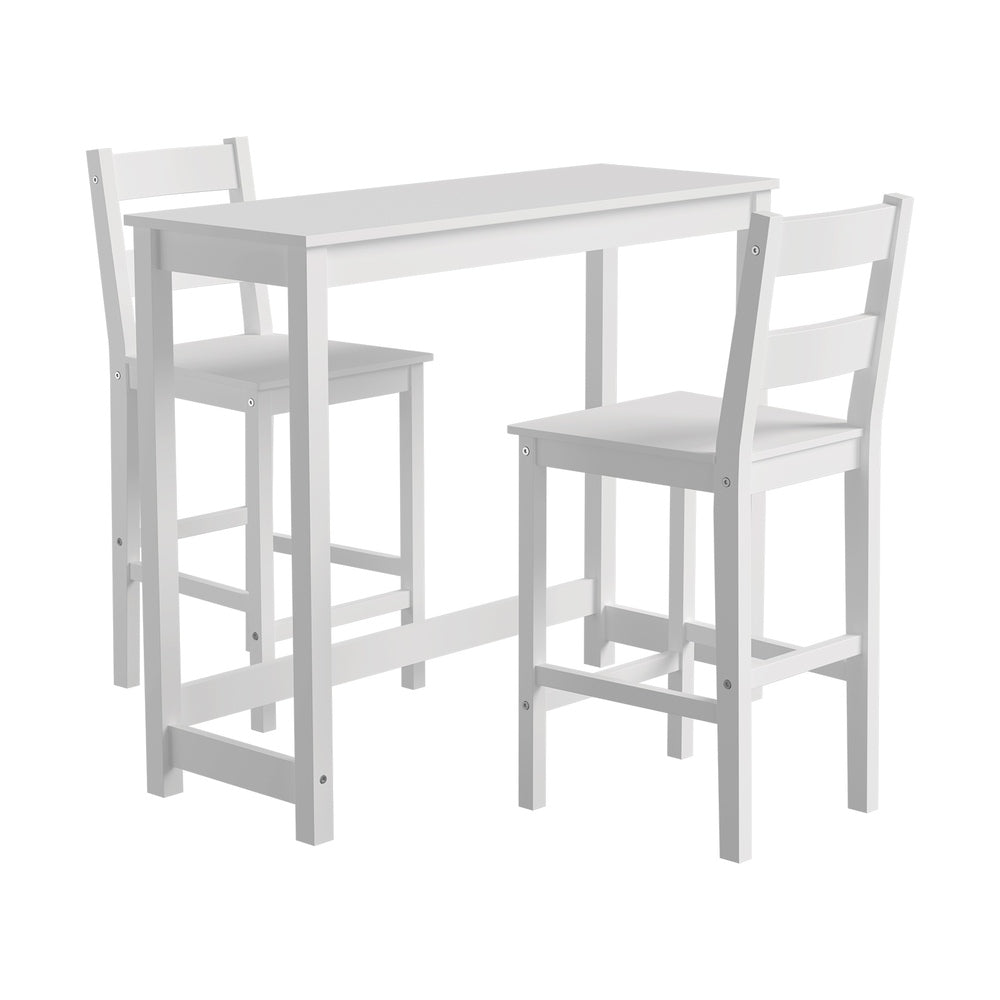 Oikiture 3PCS Bar Table Set Cafe Tables and 2 Stools White-Bar Sets-PEROZ Accessories