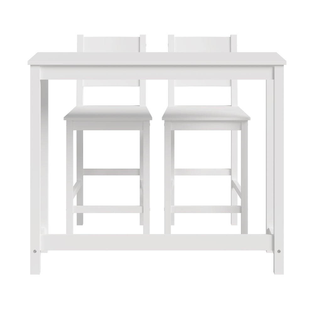 Oikiture 3PCS Bar Table Set Cafe Tables and 2 Stools White-Bar Sets-PEROZ Accessories