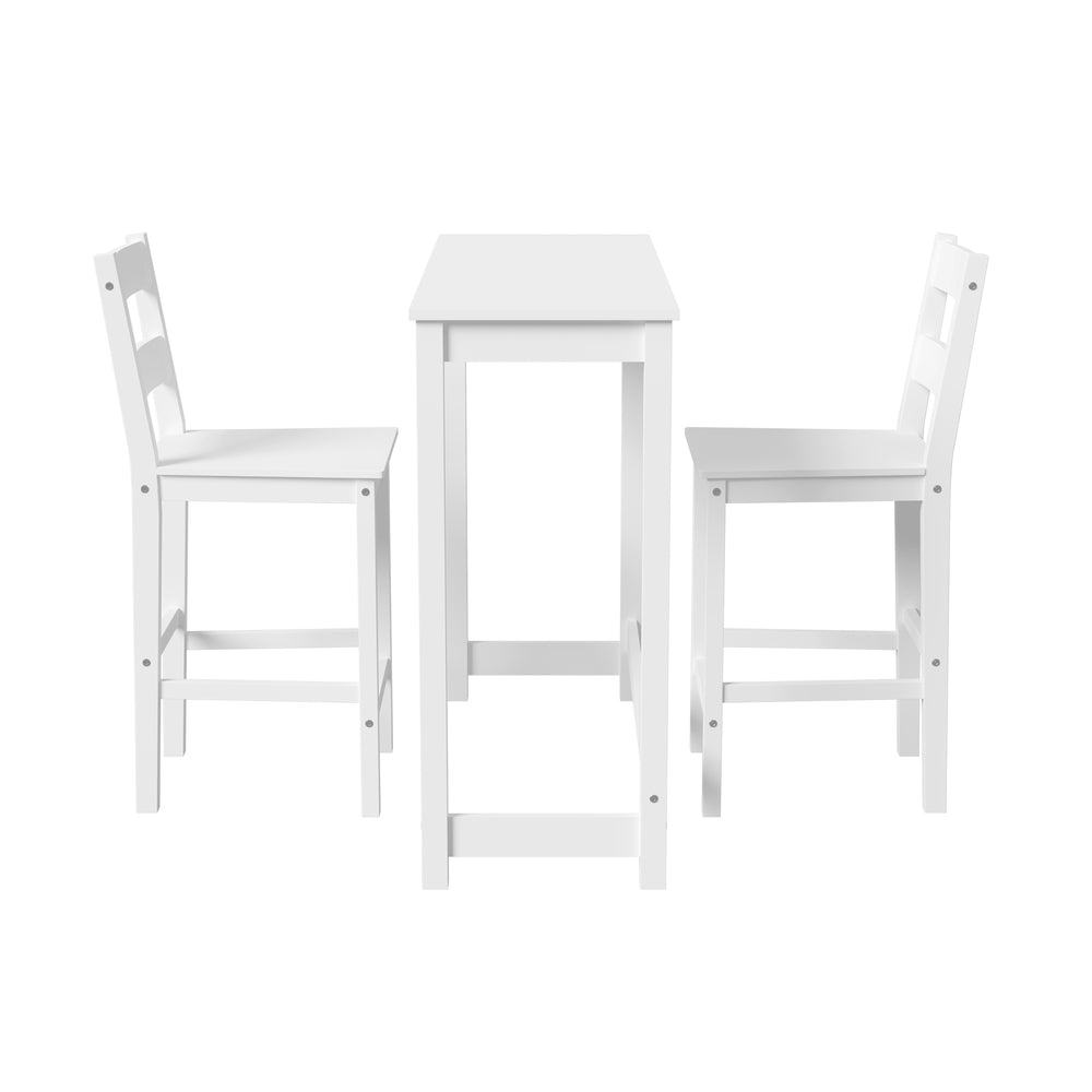 Oikiture 3PCS Bar Table Set Cafe Tables and 2 Stools White-Bar Sets-PEROZ Accessories