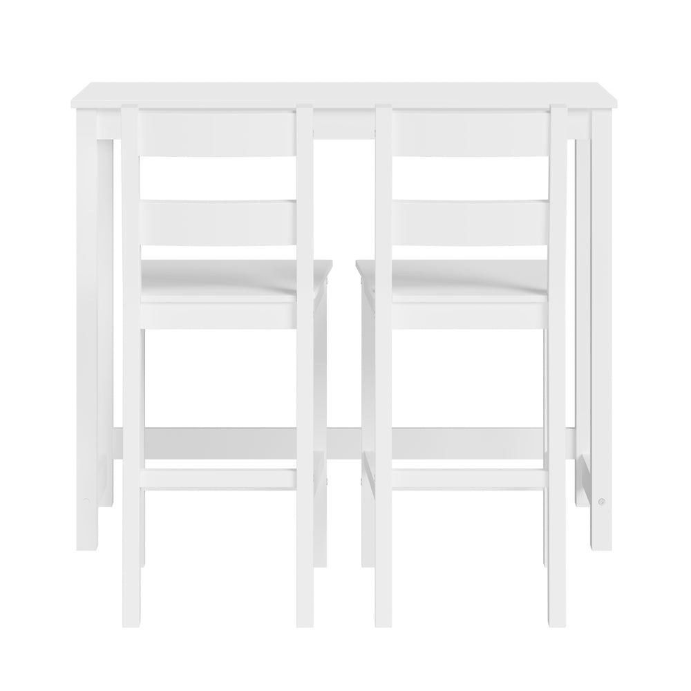 Oikiture 3PCS Bar Table Set Cafe Tables and 2 Stools White-Bar Sets-PEROZ Accessories