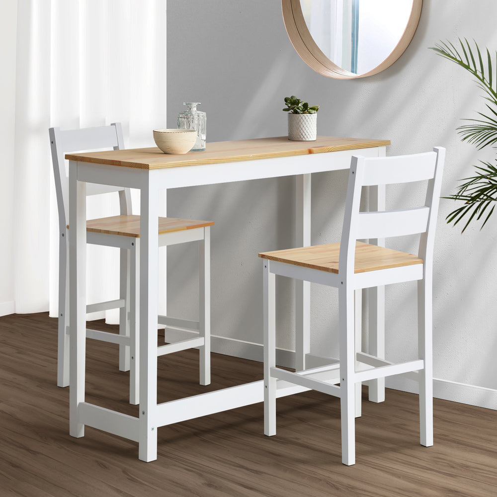 Oikiture 3PCS Bar Set Cafe Table&2 Stools-Outdoor Bar Set-PEROZ Accessories