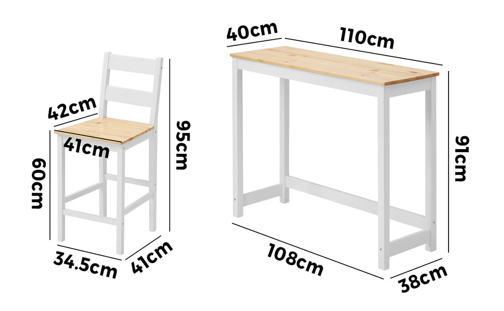 Oikiture 3PCS Bar Set Cafe Table&2 Stools-Outdoor Bar Set-PEROZ Accessories