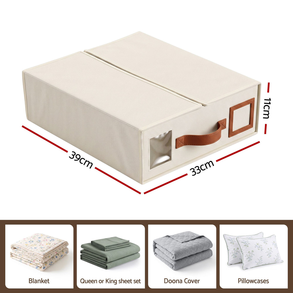 Artiss Bed Sheet Organisers Box 8Pcs Storage King Size Bedding Foldable Beige