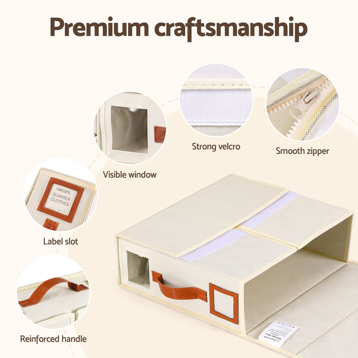 Artiss Bed Sheet Organisers Box 8Pcs Storage King Size Bedding Foldable Beige