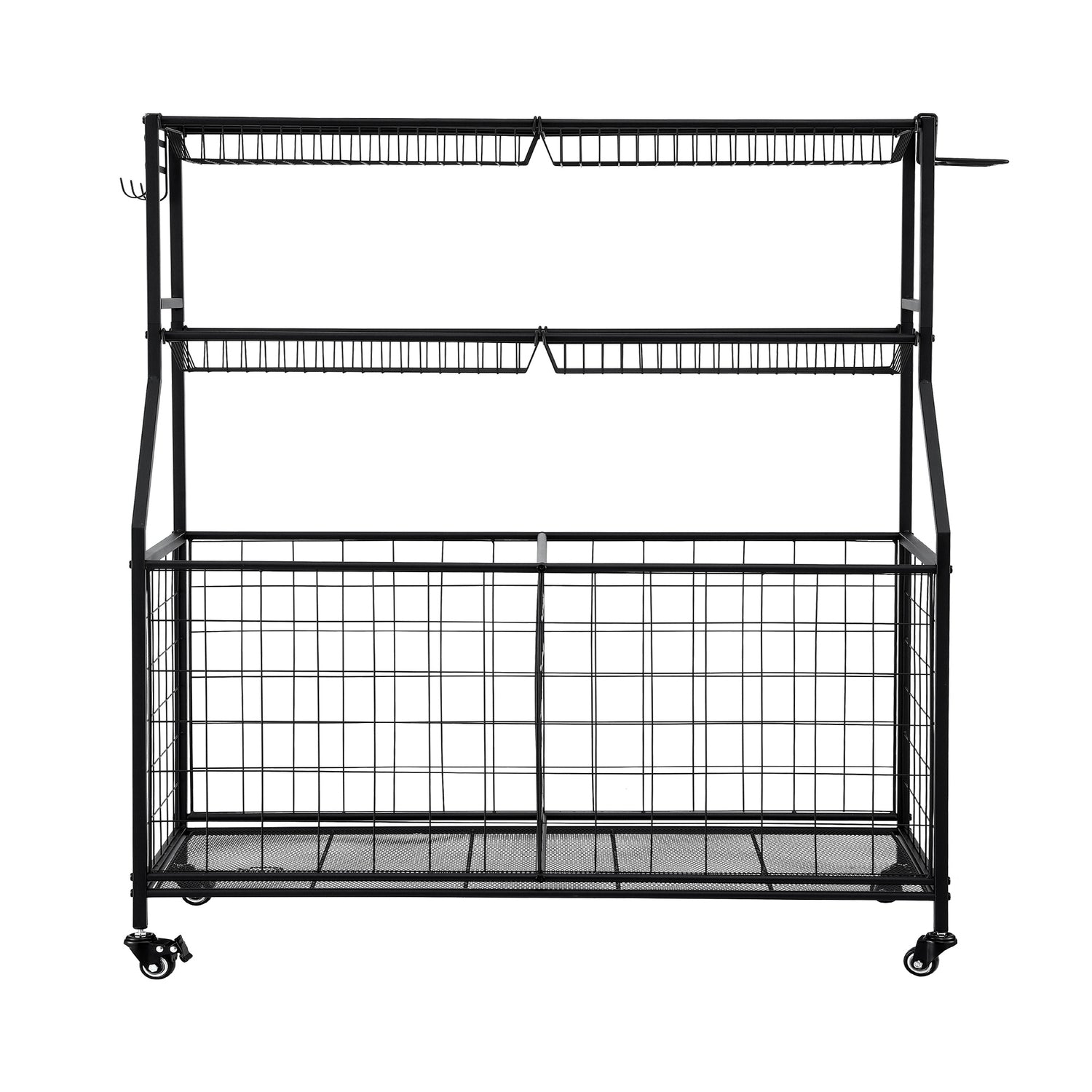 Everfit Sports Equipment Organizer Storage with Wheels Multi-Sport Garage Gym Black-Tools > Tools Storage > Wall Storage Racks-PEROZ Accessories