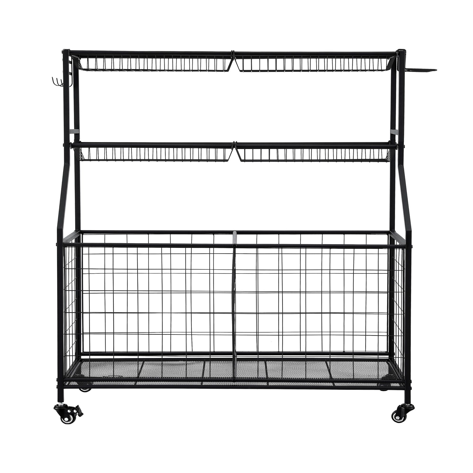 Everfit Sports Equipment Organizer Storage with Wheels Multi-Sport Garage Gym Black-Tools > Tools Storage > Wall Storage Racks-PEROZ Accessories