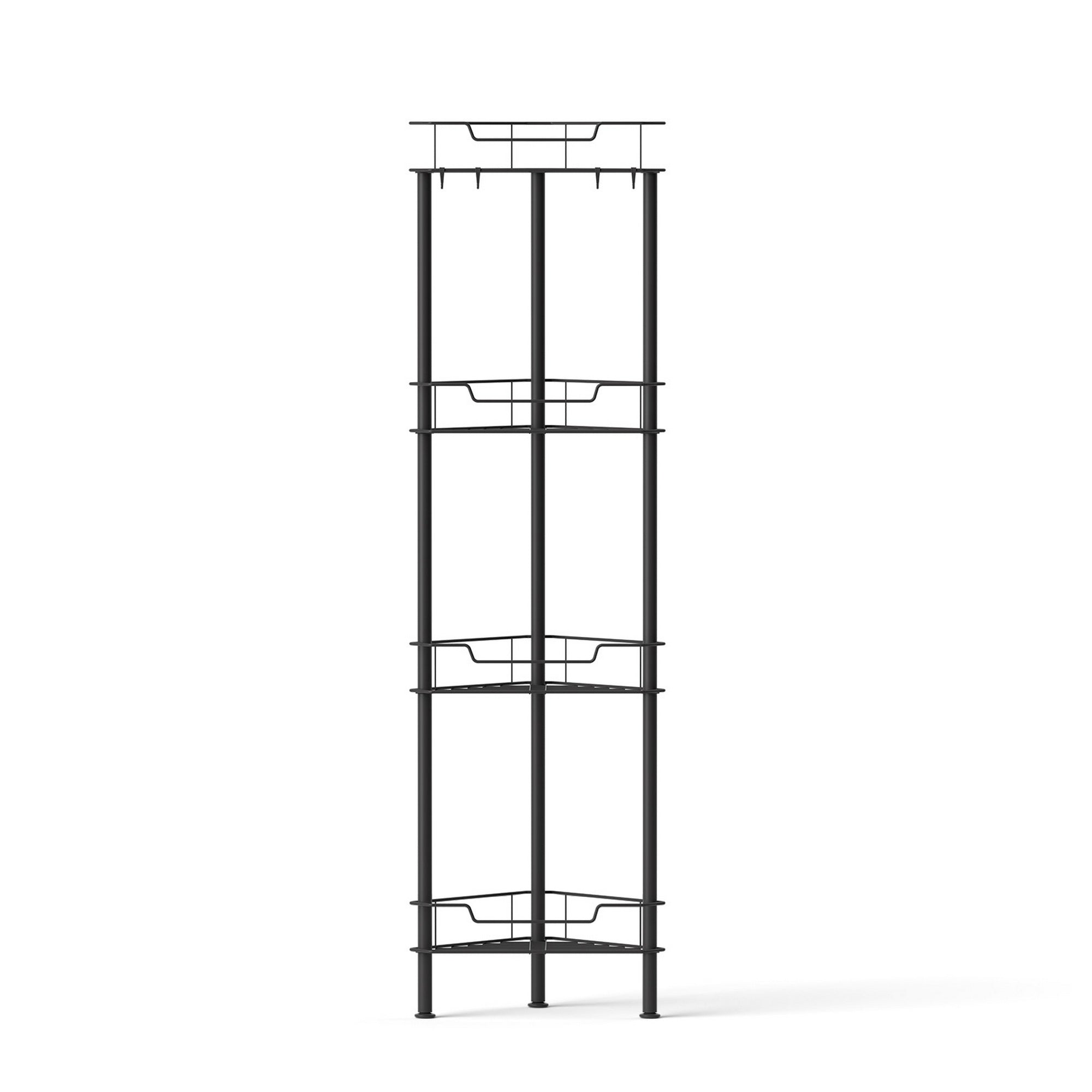 Artiss 4 Tier Floor Standing Corner Shower Caddy Bathroom Organizer Black-Furniture > Bathroom > Bathroom Cabinets, Cupboards & Storage-PEROZ Accessories