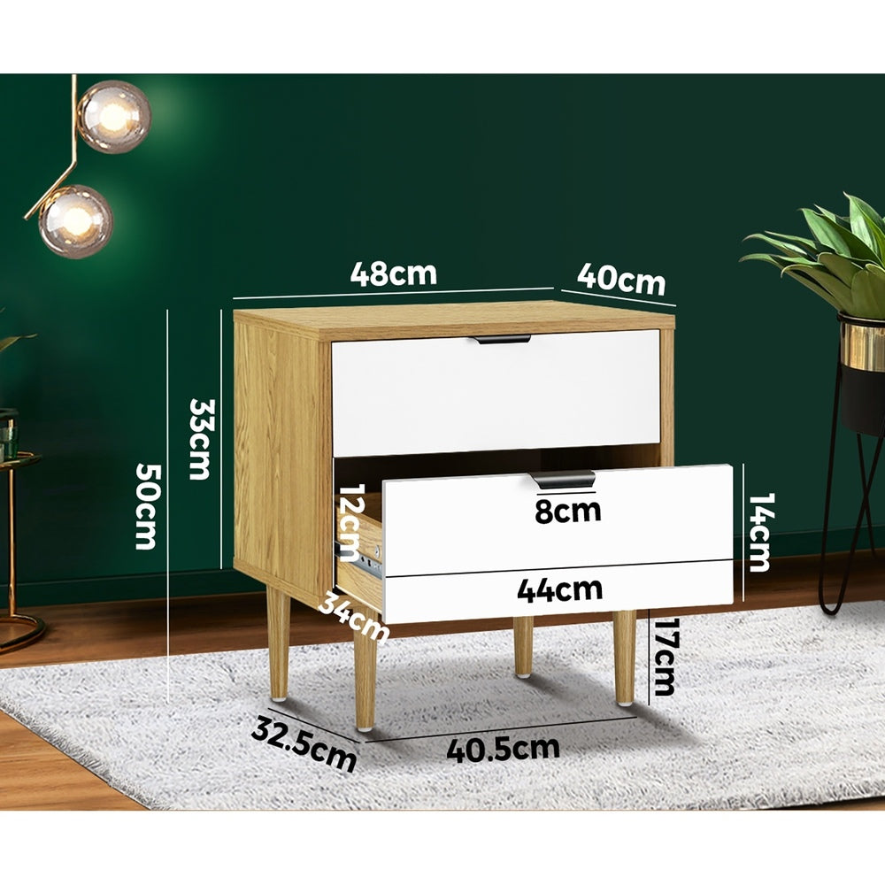 Oikiture Bedside Tables Set of 2 Side Table-Bedside Table-PEROZ Accessories