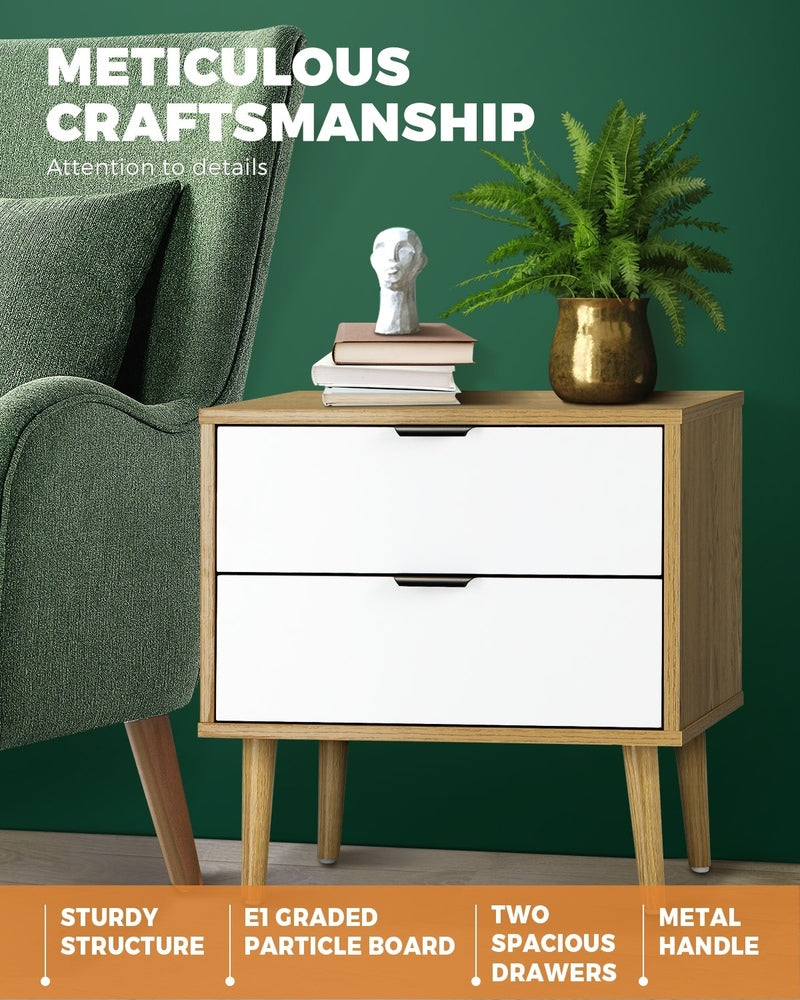 Oikiture Bedside Tables Set of 2 Side Table-Bedside Table-PEROZ Accessories
