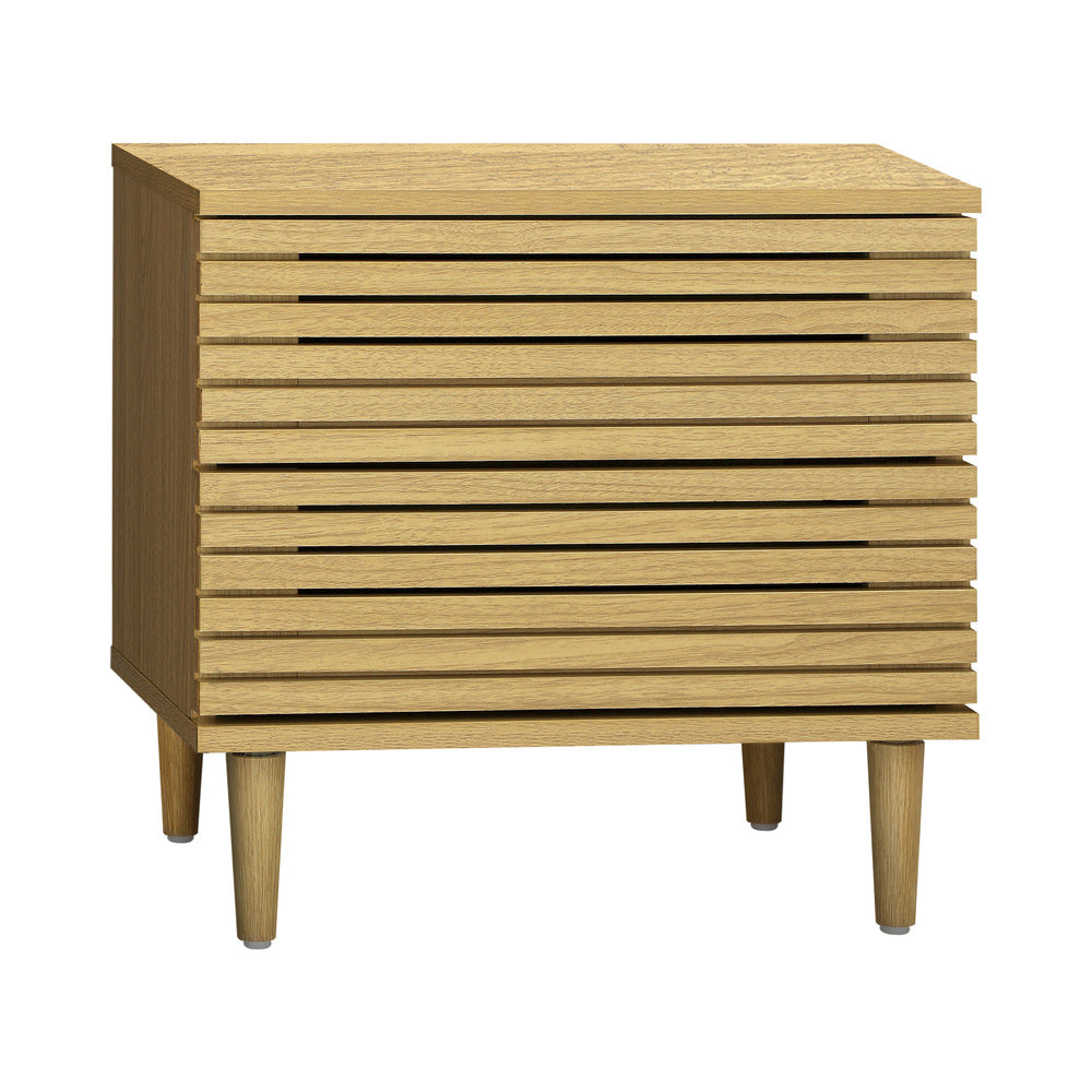 Oikiture Bedside Tables Side Table 2 Drawers Unique Bedroom Storage Cabinet-Bedside Tables-PEROZ Accessories