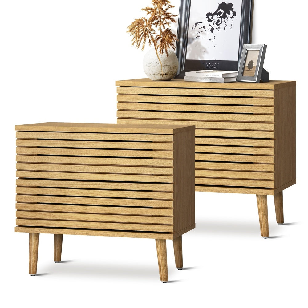Oikiture Bedside Tables Set of 2 Nightstand-Bedside Table-PEROZ Accessories