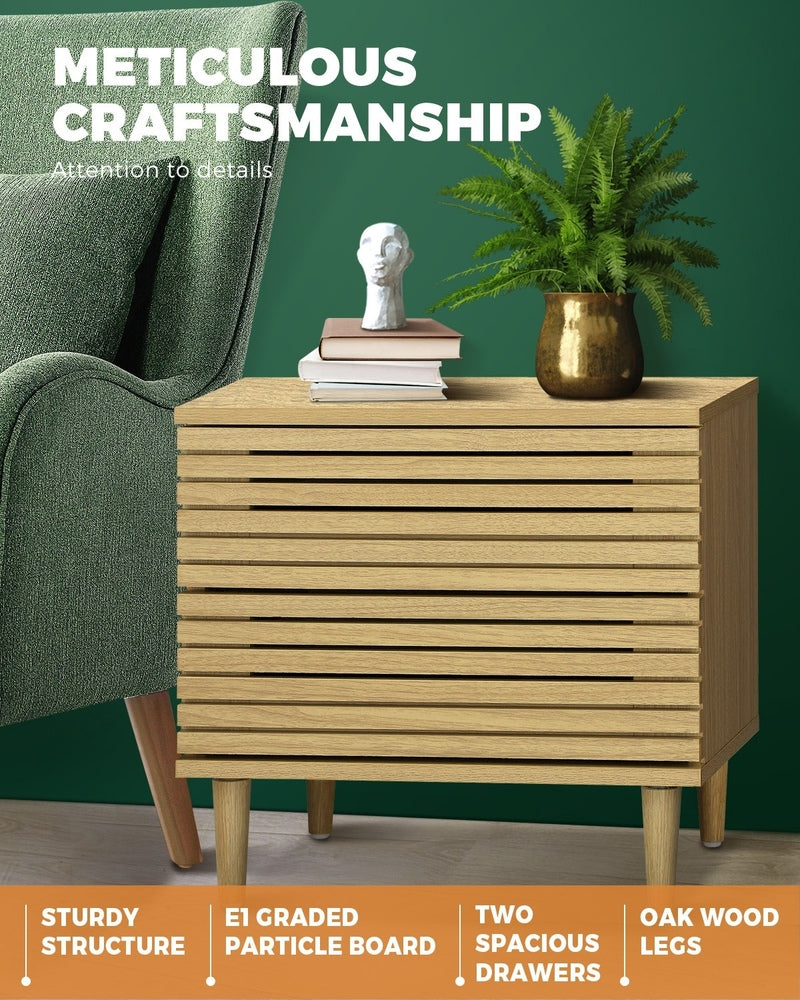 Oikiture Bedside Tables Set of 2 Nightstand-Bedside Table-PEROZ Accessories