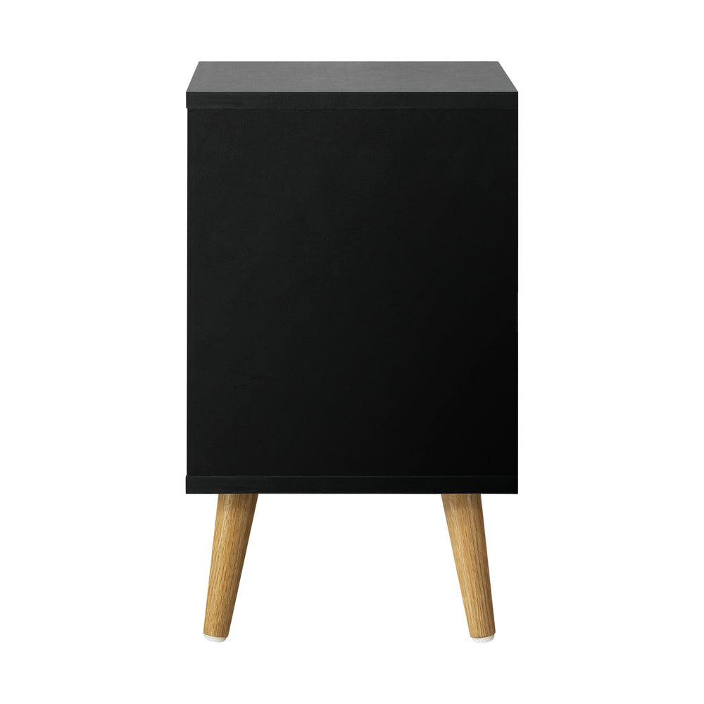 Oikiture Bedside Tables 2 Drawers Side Table Bedroom Furniture Storage Black-Bedside Tables-PEROZ Accessories