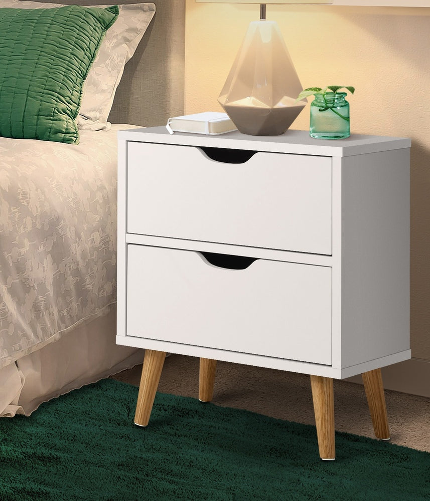 Oikiture Bedside Tables Set of 2 White-Bedside Table-PEROZ Accessories