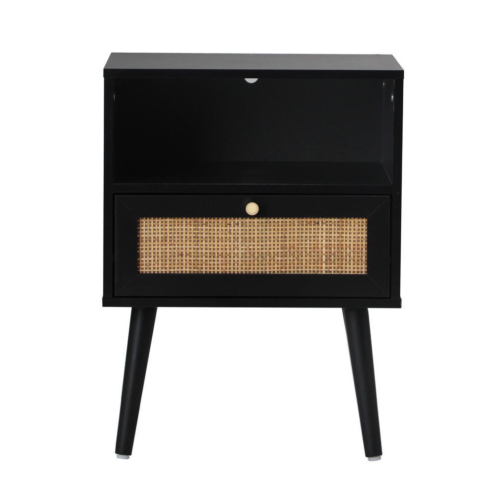 Oikiture 2X Bedside Table Storage Drawer Shelf Rattan-BedSide Tabless-PEROZ Accessories