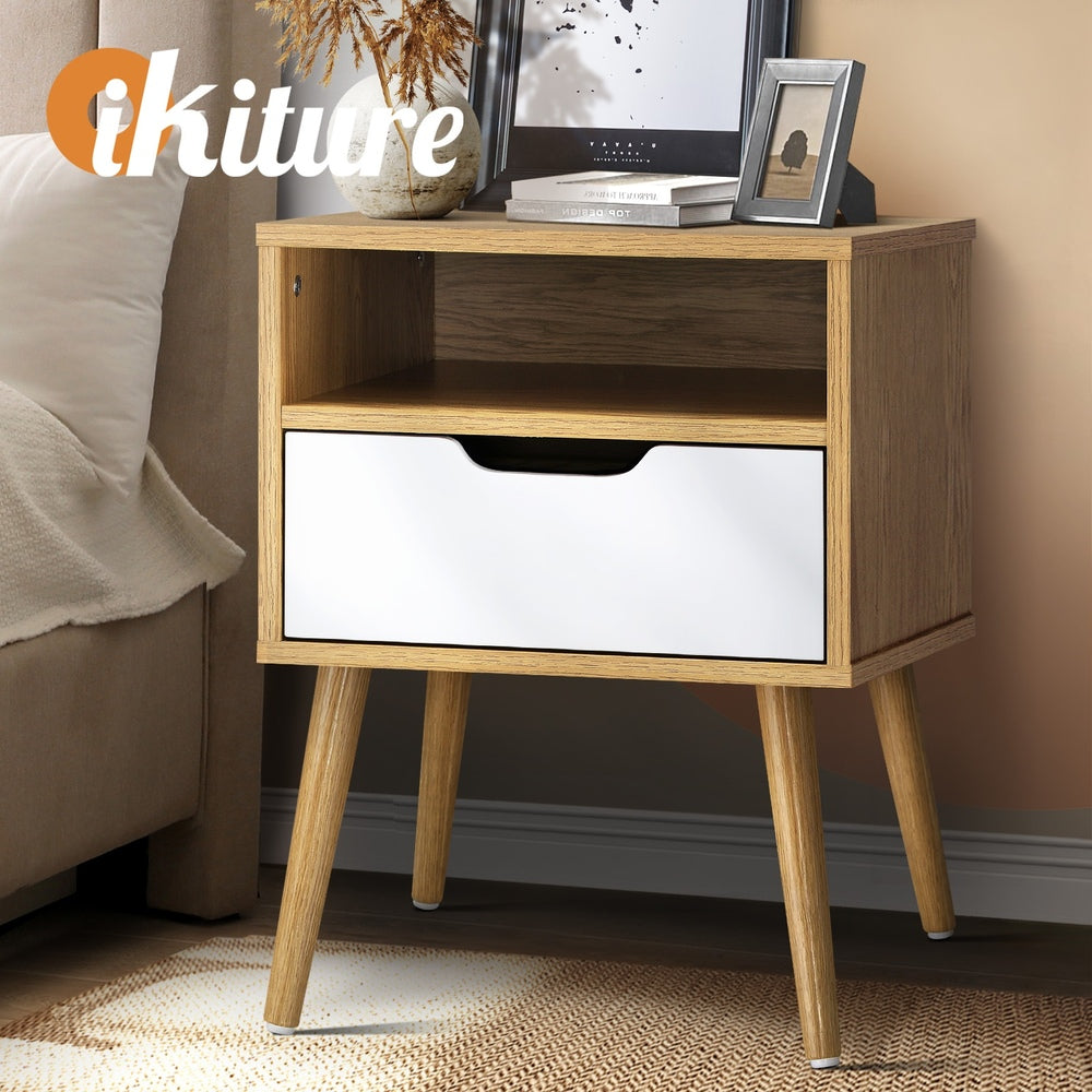 Oikiture Bedside Table Drawers Side Tables Nightstand Trendy Furniture Cabinet-Bedside Tables-PEROZ Accessories