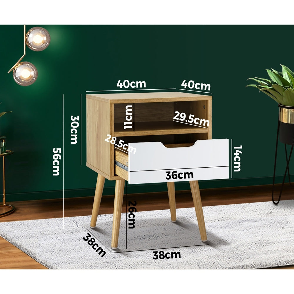 Oikiture Bedside Table Drawers Side Tables Nightstand Trendy Furniture Cabinet-Bedside Tables-PEROZ Accessories