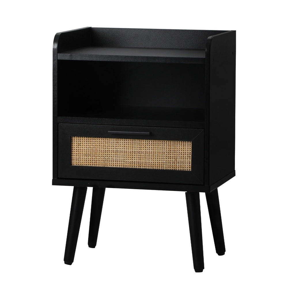 Oikiture Bedside Table Drawer Side End Table Rattan-BedSide Tabless-PEROZ Accessories