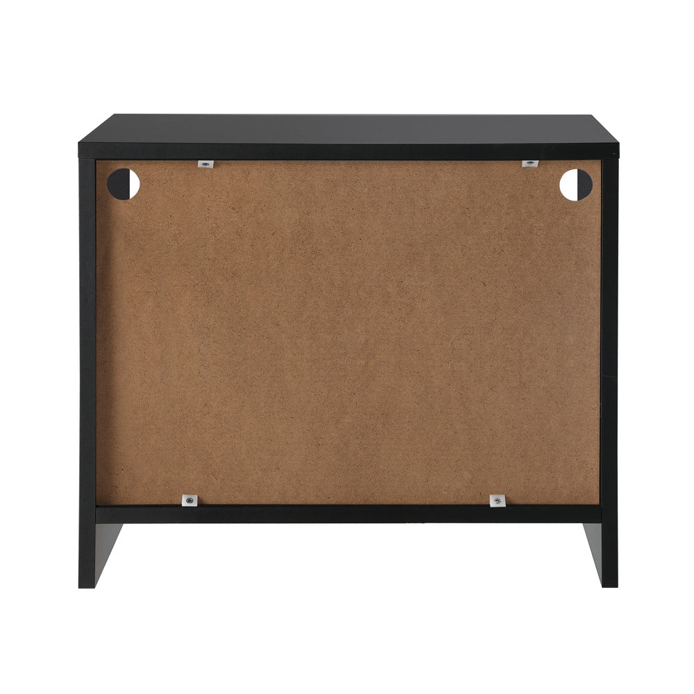 Oikiture Bedside Tables RGB LED Side Table Drawers High Gloss Nightstand Black-Bedside Tables-PEROZ Accessories
