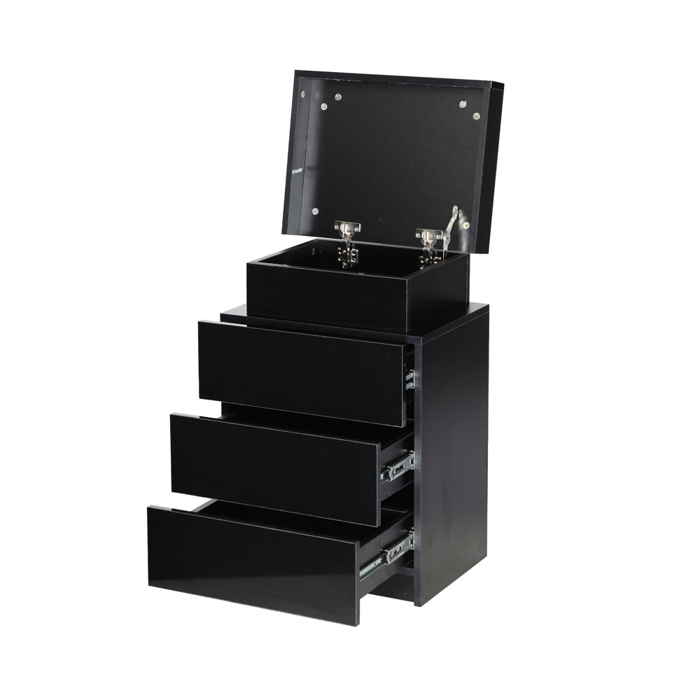 Oikiture Bedside Table RGB LED Nightstand Cabinet 3 Drawers Side Table Furniture Black-Bedside Tables-PEROZ Accessories