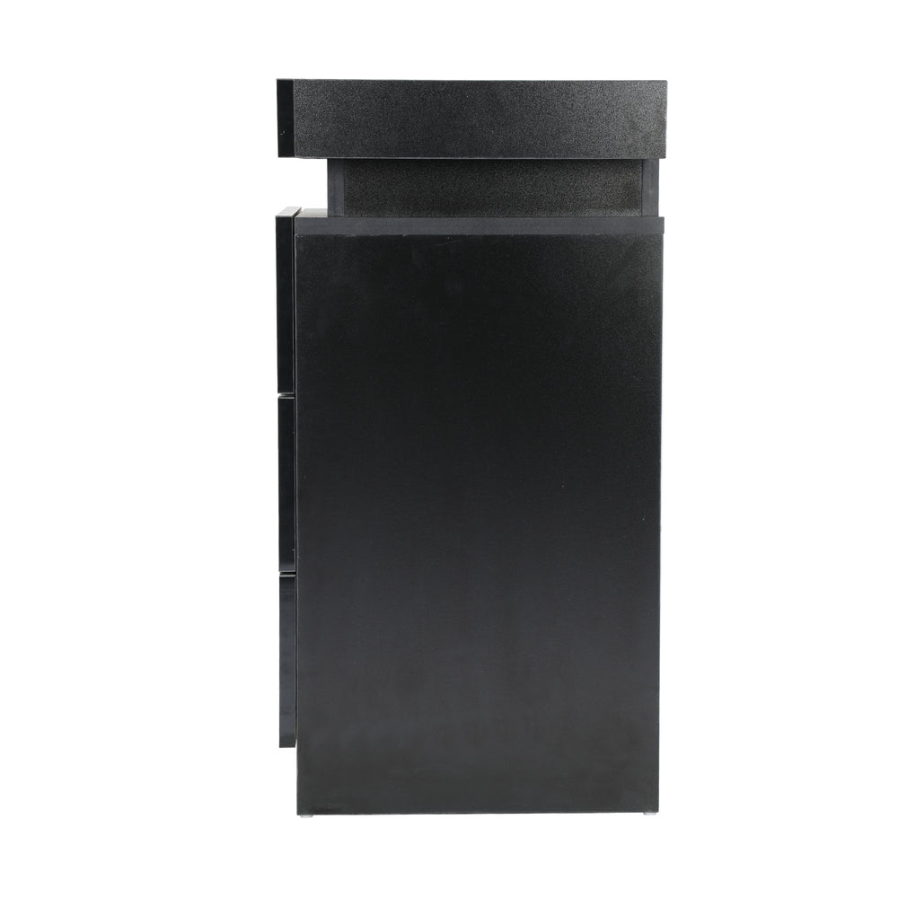 Oikiture Bedside Table RGB LED Nightstand Cabinet 3 Drawers Side Table Furniture Black-Bedside Tables-PEROZ Accessories