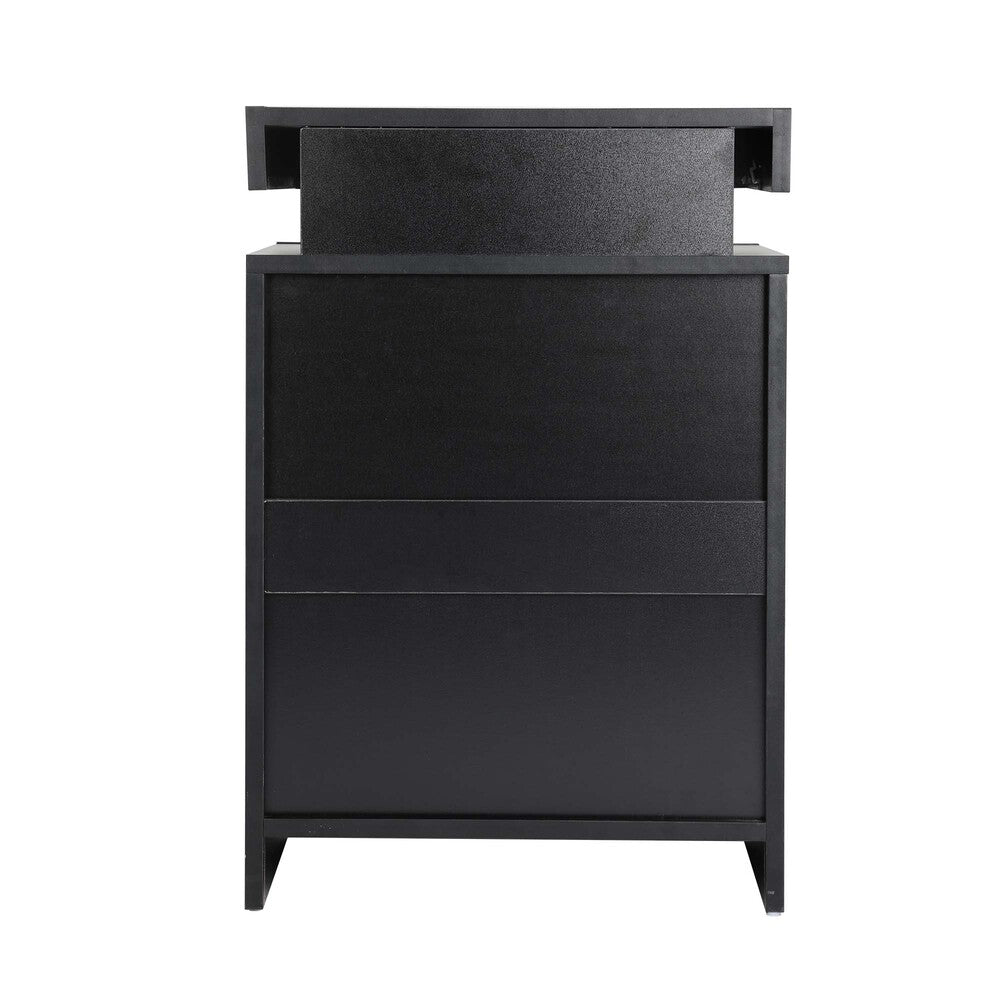 Oikiture Bedside Tables Set of 2 LED Nightstand Black-Bedside Table-PEROZ Accessories