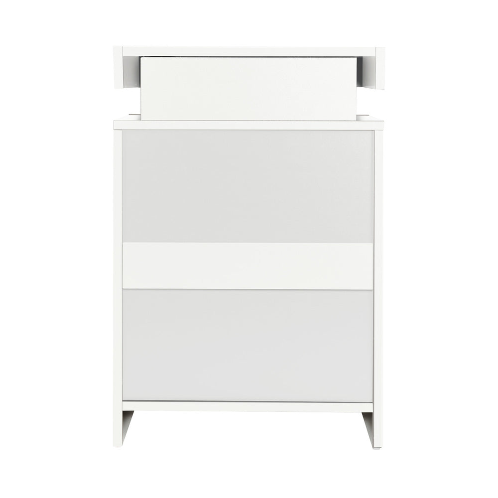 Oikiture Bedside Tables Set of 2 LED Nightstand White-Bedside Table-PEROZ Accessories