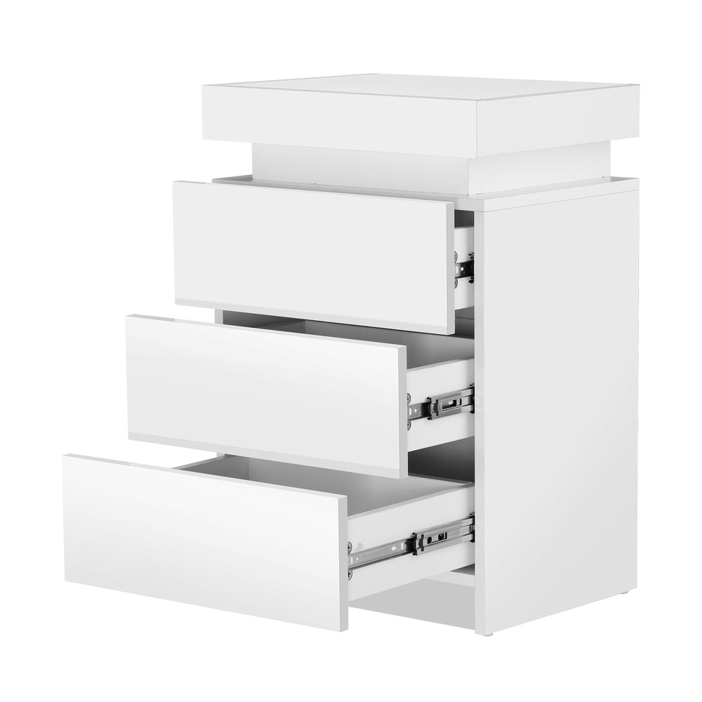 Oikiture Bedside Tables Set of 2 LED Nightstand White-Bedside Table-PEROZ Accessories