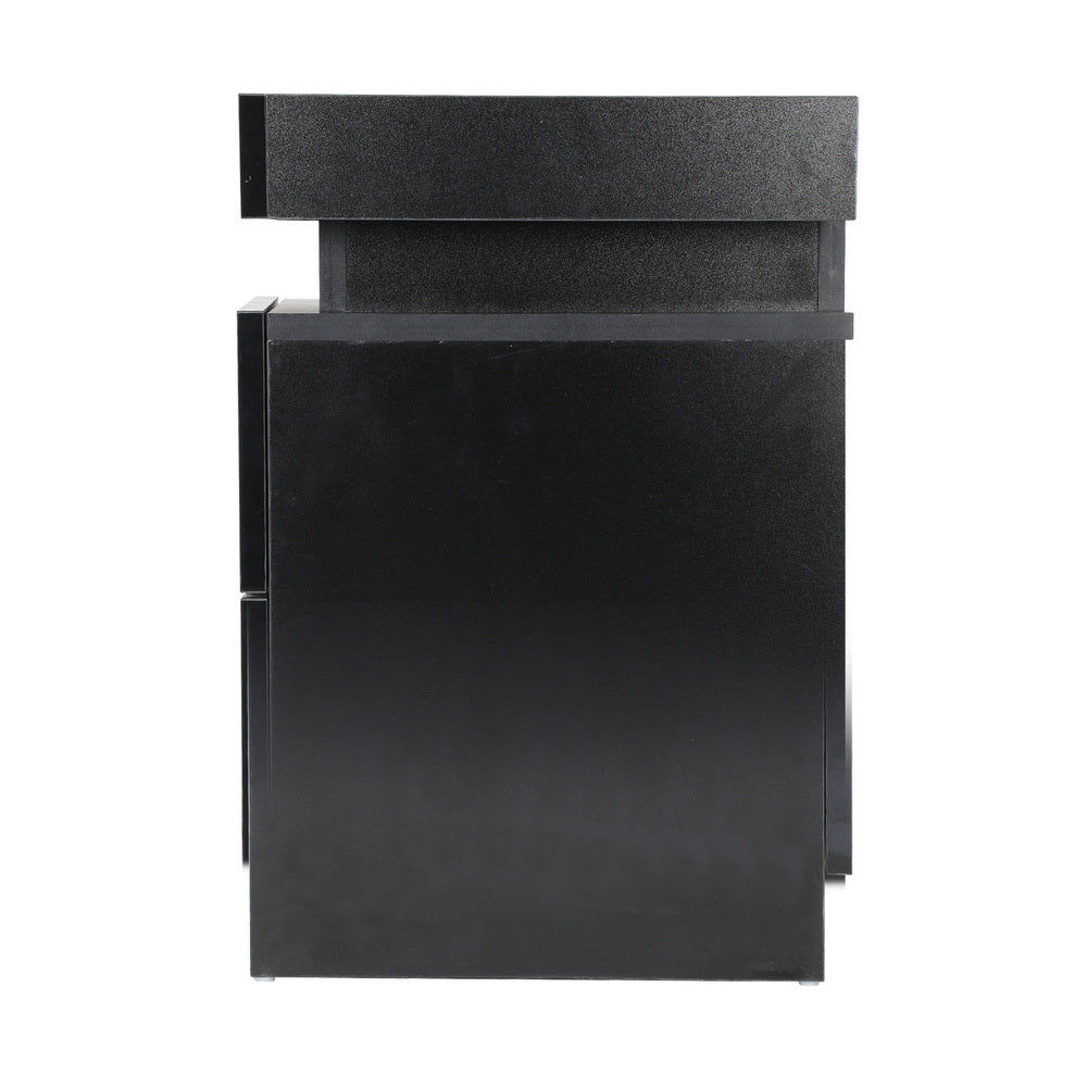 Oikiture Bedside Table RGB LED Nightstand Cabinet 2 Drawers Side Table Furniture Black-Bedside Tables-PEROZ Accessories