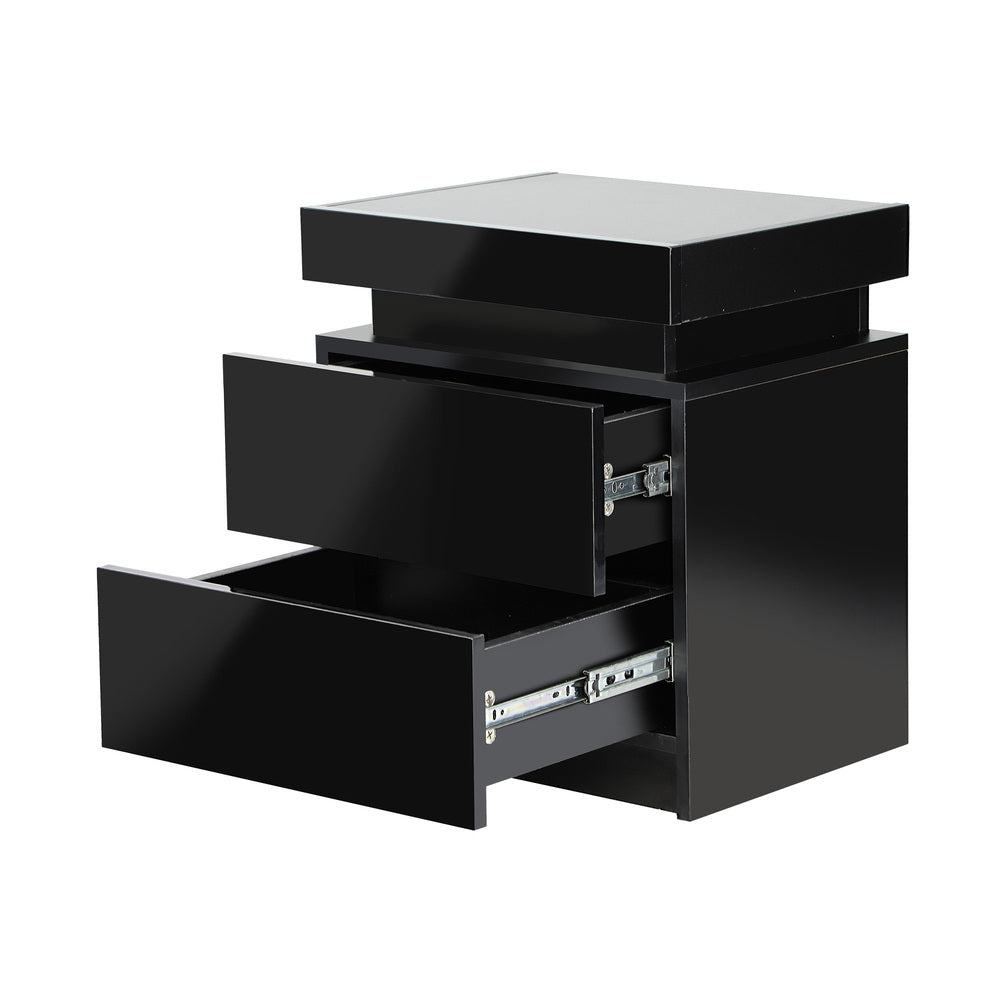 Oikiture Bedside Tables Set of 2 LED Nightstand Side Table-Bedside Table-PEROZ Accessories