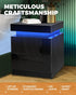 Oikiture Bedside Tables Set of 2 LED Nightstand Side Table-Bedside Table-PEROZ Accessories