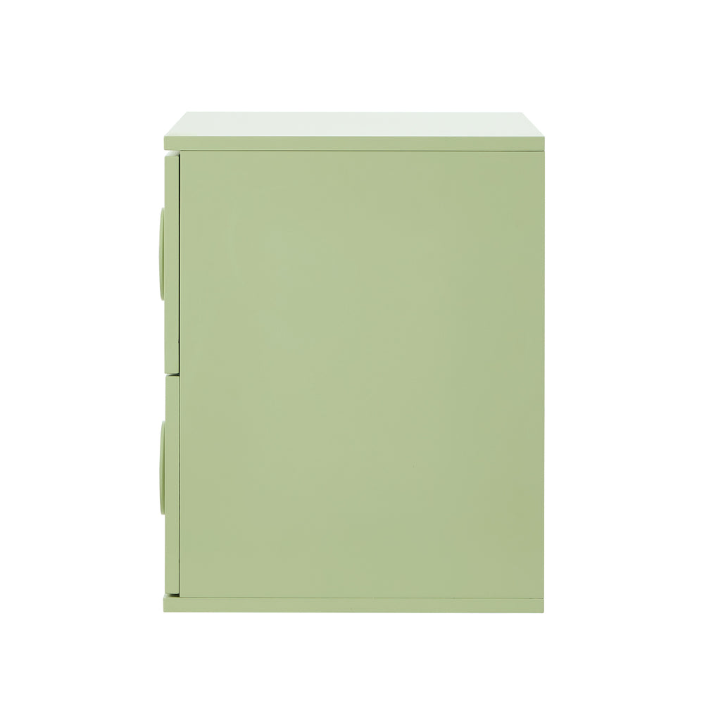Oikiture Bedside Table 2 Drawers Nightstand Side Storage Cabinet Green-Bedside Table-PEROZ Accessories