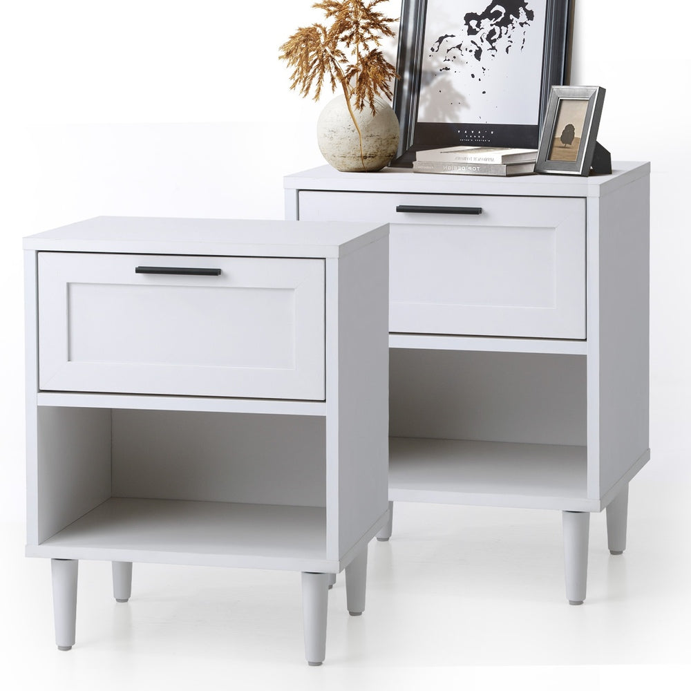 Oikiture Bedside Tables Set of 2 Nightstand White-Bedside Table-PEROZ Accessories