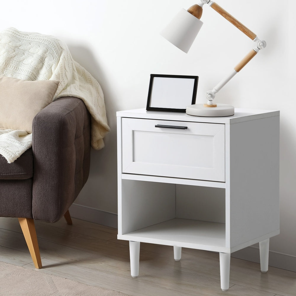 Oikiture Bedside Tables Set of 2 Nightstand White-Bedside Table-PEROZ Accessories