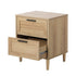 Oikiture Bedside Table Nightstand 2 Drwers Natural-Bedside Table-PEROZ Accessories