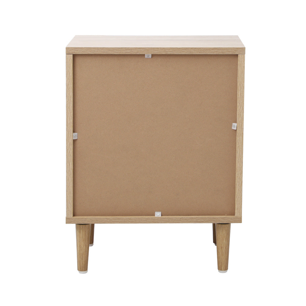 Oikiture Bedside Table Nightstand 2 Drwers Natural-Bedside Table-PEROZ Accessories