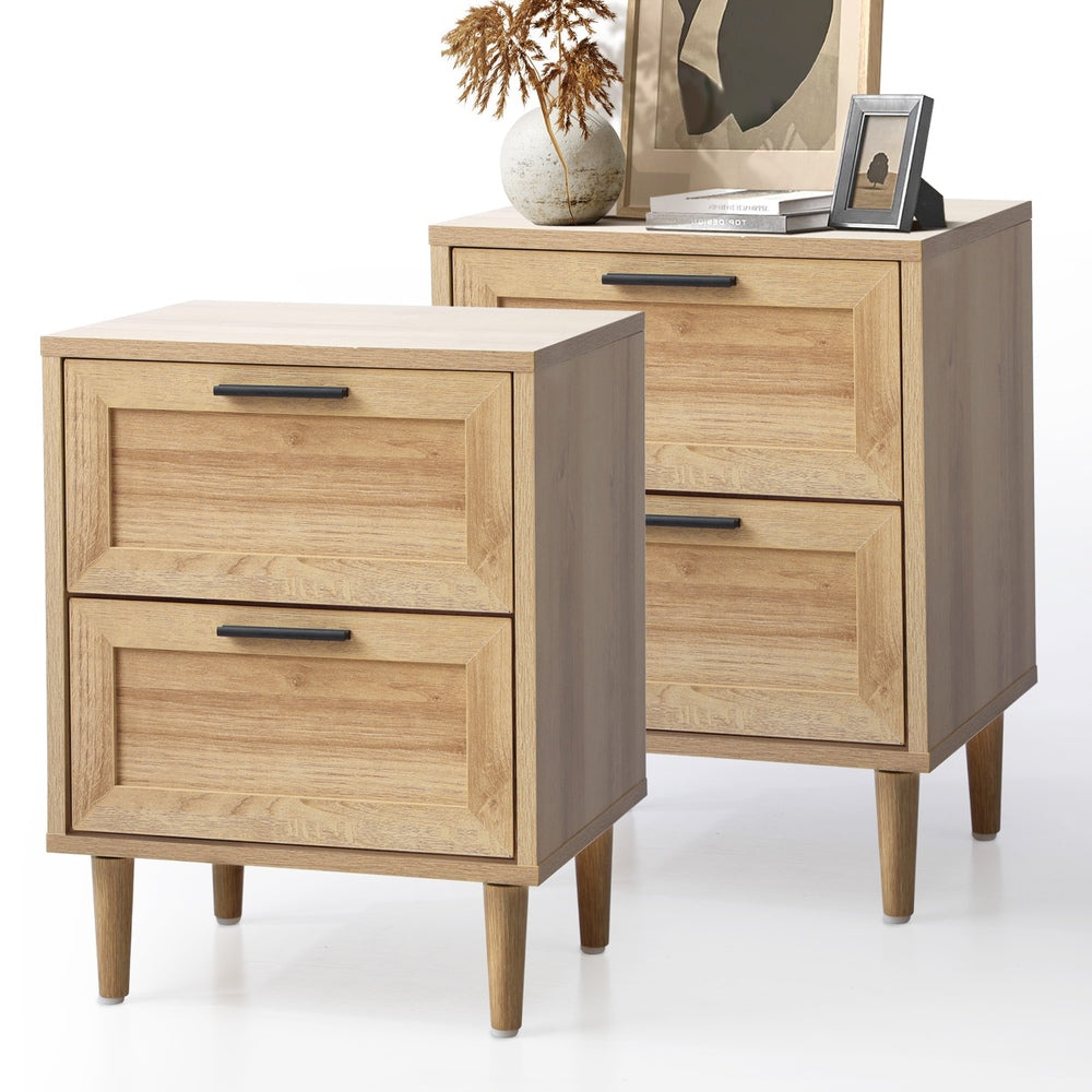 Oikiture Bedside Tables Set of 2 Nightstand Wood-Bedside Table-PEROZ Accessories