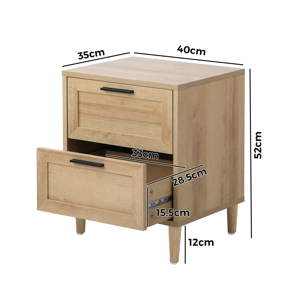 Oikiture Bedside Tables Set of 2 Nightstand Wood-Bedside Table-PEROZ Accessories