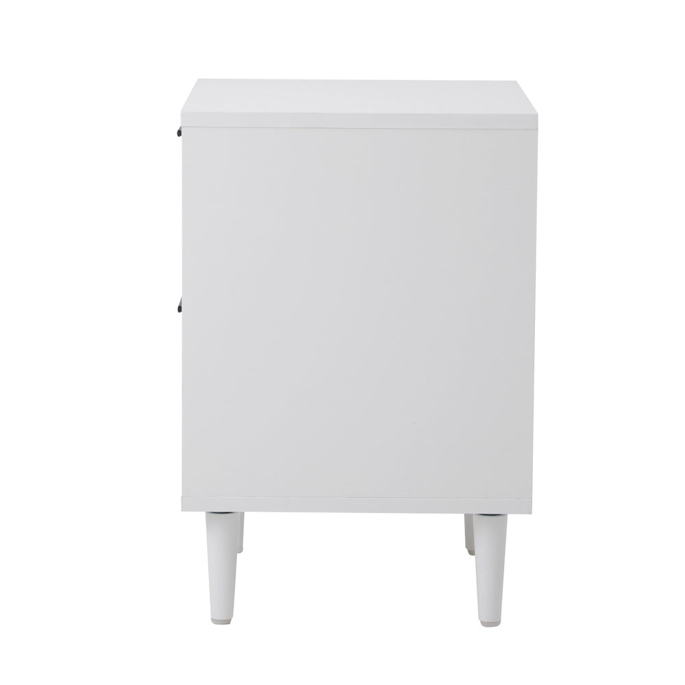 Oikiture Bedside Table Nightstand 2 Drwers White-Bedside Table-PEROZ Accessories