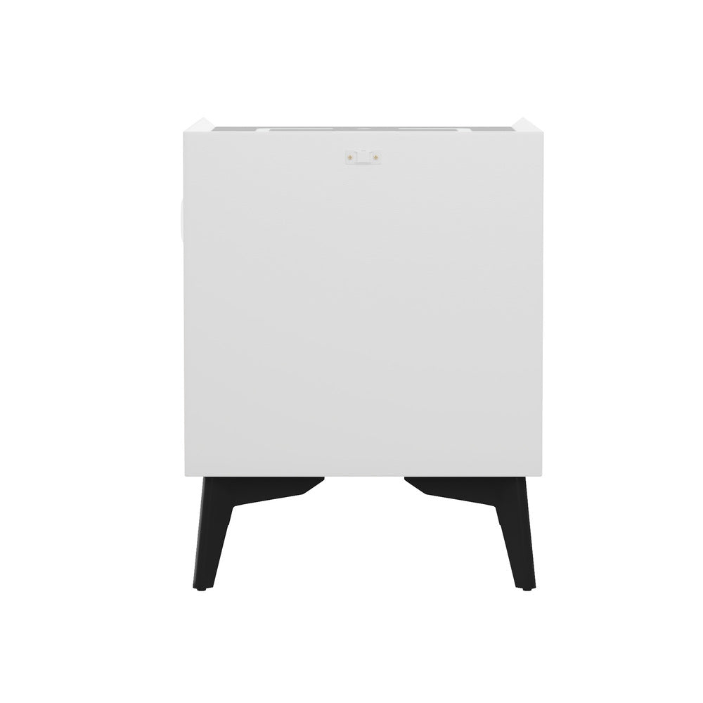 Oikiture Smart Bedside Table Wireless Charging LED 2 Drawers White-Bedside Table-PEROZ Accessories