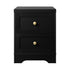 Oikiture 2X Bedside Tables Hamptons Furniture Black-BedSide Tabless-PEROZ Accessories