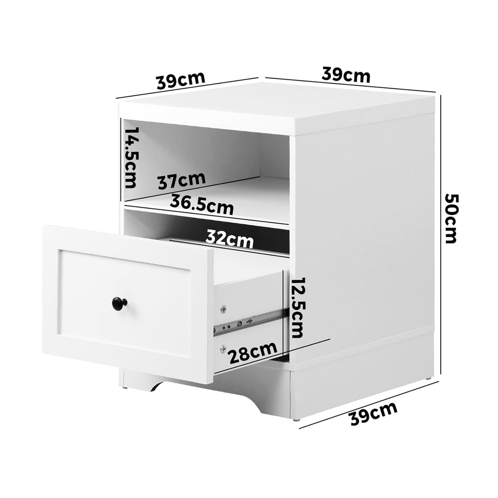 Oikiture Bedside Tables Drawers Bedroom Hamptons Furniture Storage Cabinet-Bedside Tables-PEROZ Accessories