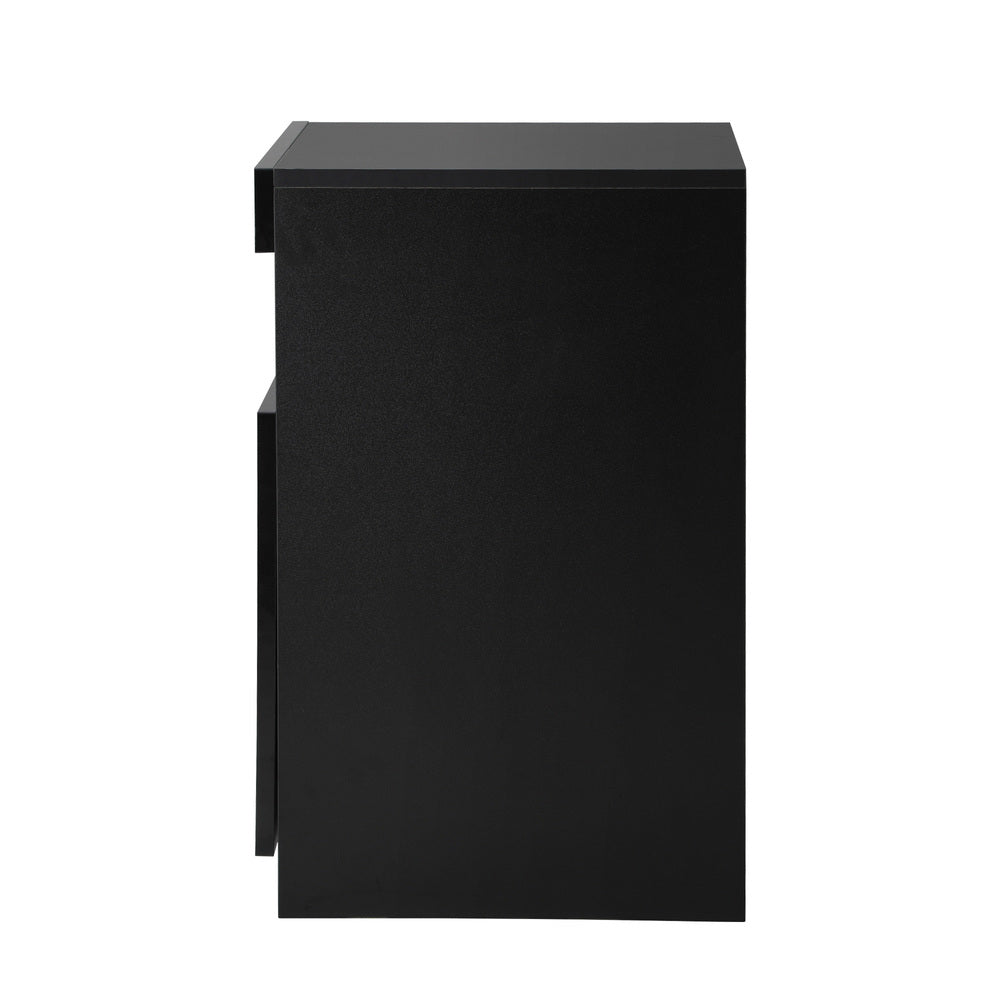Oikiture Bedside Table LED Nightstand Shelf Black-Bedside Table-PEROZ Accessories