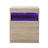 Oikiture Bedside Tables Set of 2 LED Nightstand Shelf Natural-Bedside Table-PEROZ Accessories