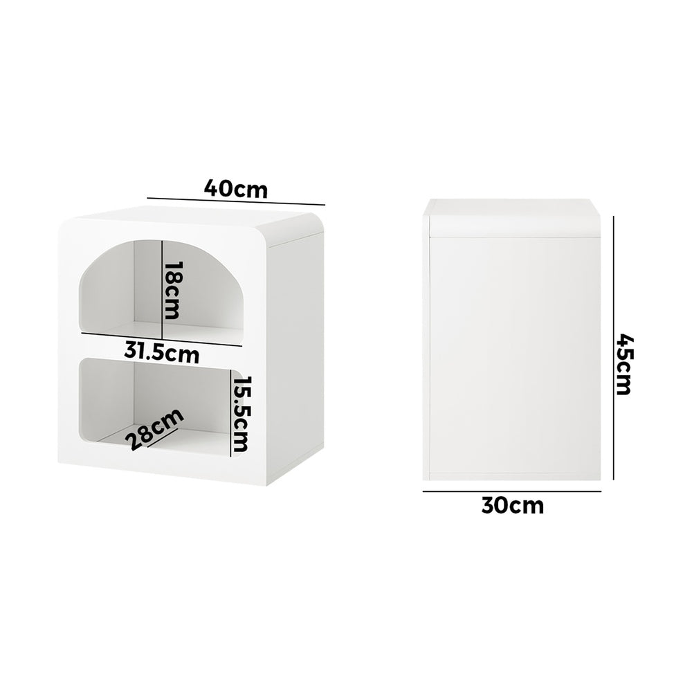 Oikiture Bedside Tables Set of 2 Display Shelf White-Bedside Table-PEROZ Accessories