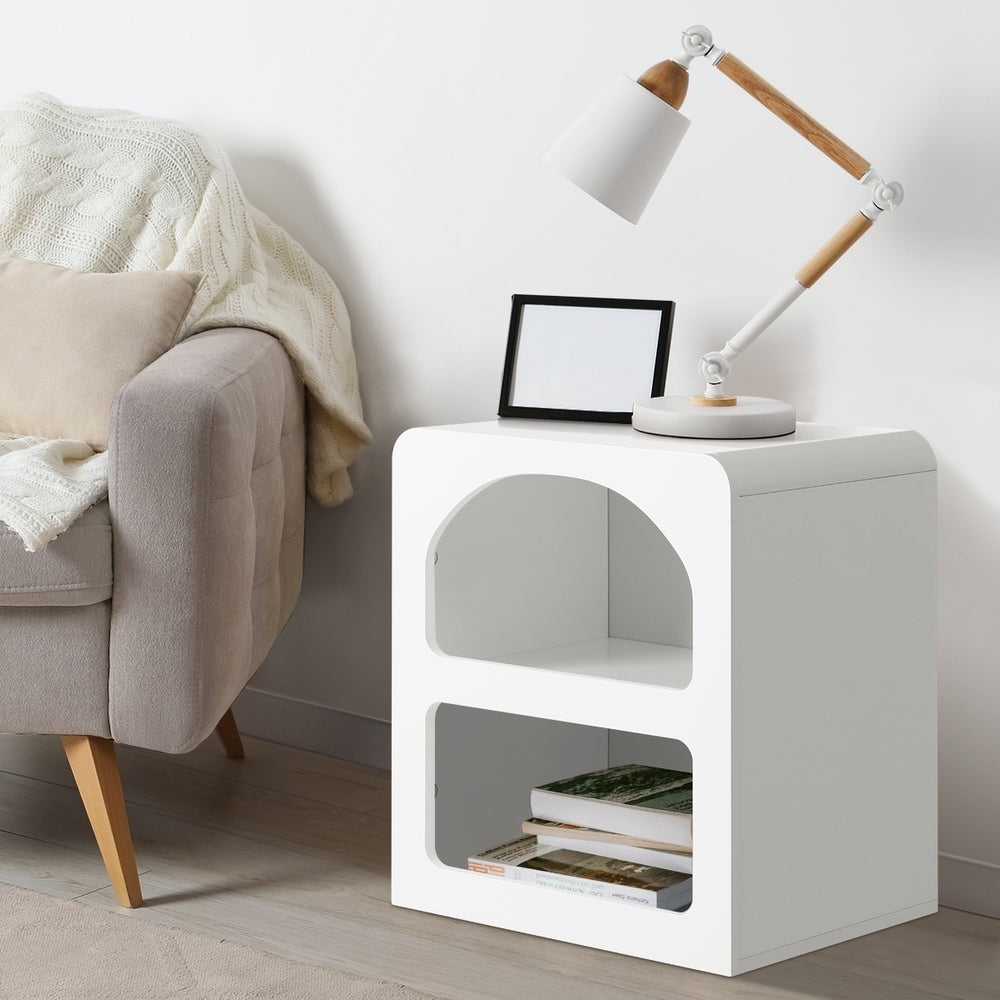 Oikiture Bedside Tables Set of 2 Display Shelf White-Bedside Table-PEROZ Accessories