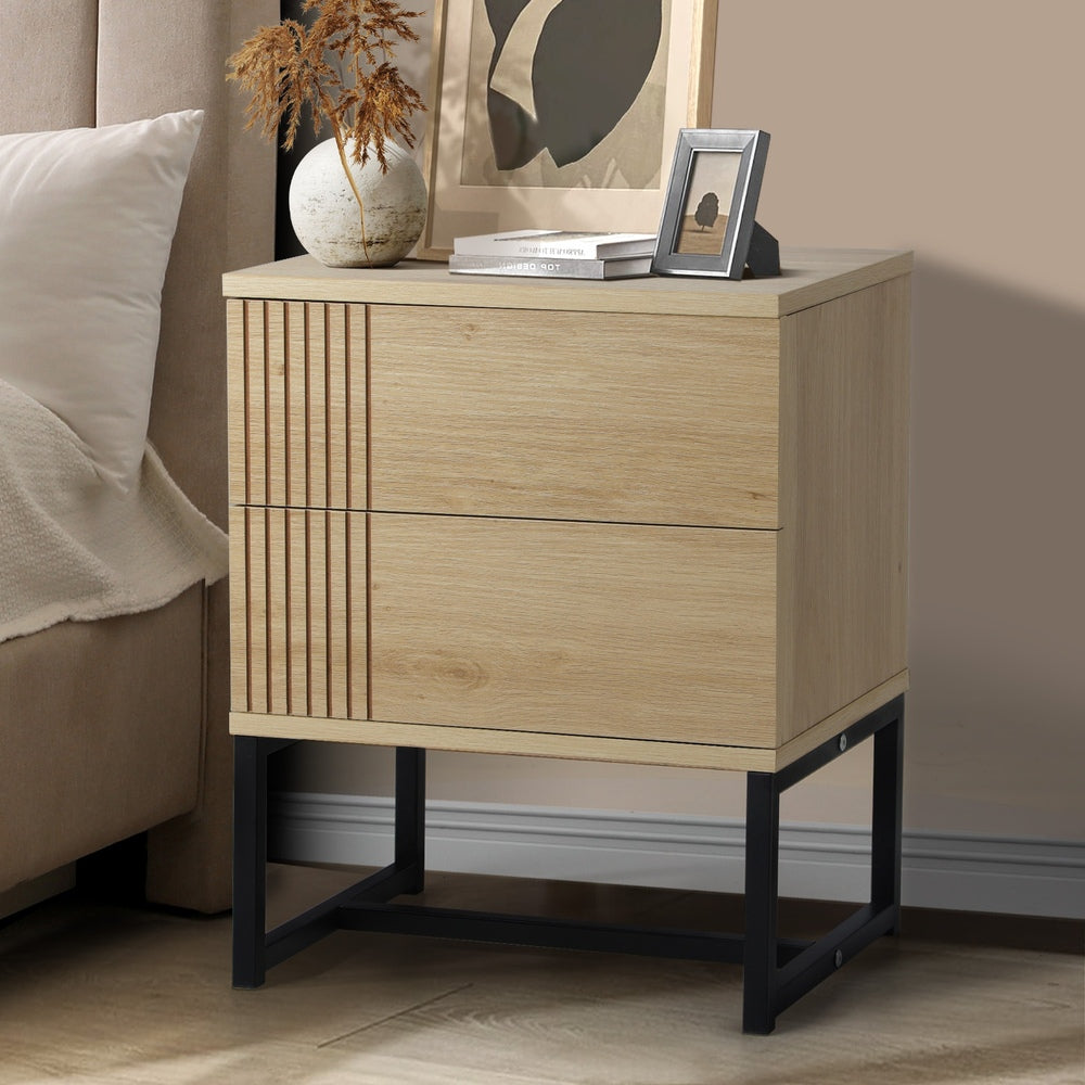 Oikiture Bedside Tables 2 Drawers Bedroom Metal-BedSide Tabless-PEROZ Accessories