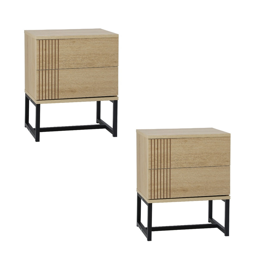 Oikiture Set of 2 Bedside Tables Bedroom Metal-BedSide Tabless-PEROZ Accessories