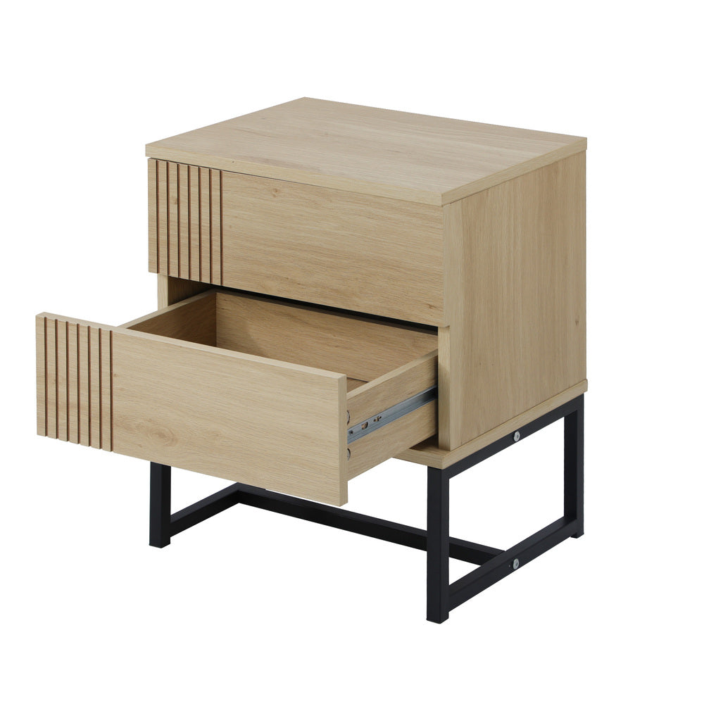 Oikiture Set of 2 Bedside Tables Bedroom Metal-BedSide Tabless-PEROZ Accessories