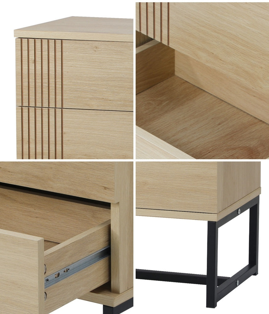 Oikiture Set of 2 Bedside Tables Bedroom Metal-BedSide Tabless-PEROZ Accessories